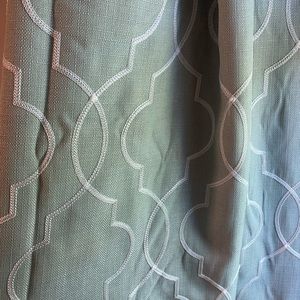 2 Sage green grommet blackout curtains ~85” L